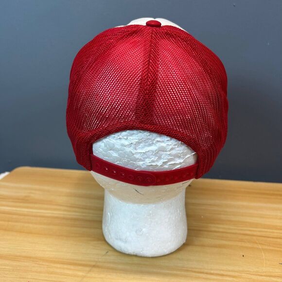 Vintage Big A Auto Parts Trucker Hat Red White Mesh Snapback Cap USA Patch - Picture 4 of 7